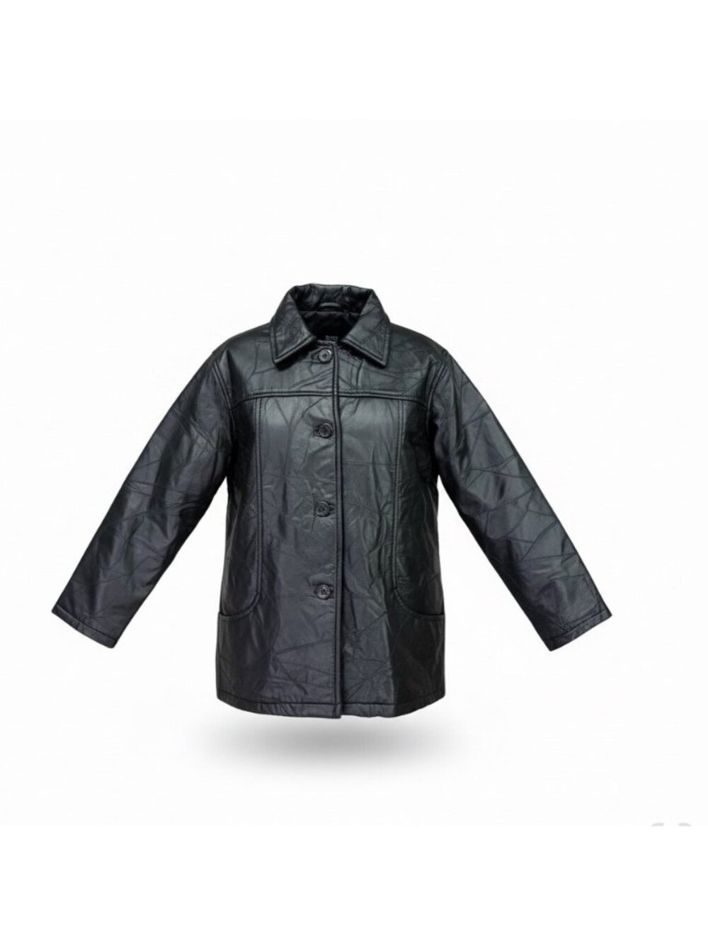 Tudor Court Womens Black Leather Button-Up Jacket Elegant Outerwear Size PL